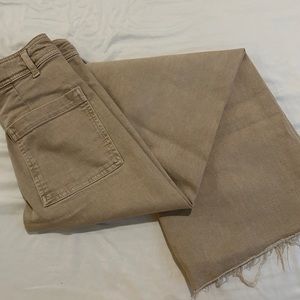 Zara high waisted tan straight jeans